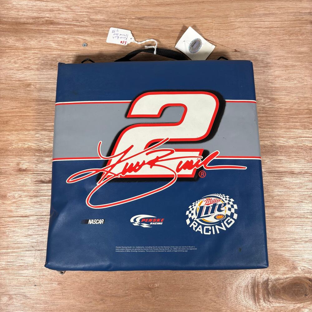 Vintage NASCAR Stadium Seat Cushion Kurt Busch #2 Miller Light Car NWT